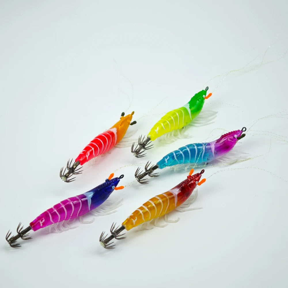 5 قطعة/المجموعة 10.5 سنتيمتر توهج الروبيان الجمبري إغراء المياه المالحة الروبيان الصيد إغراء البحر الصيد الأخطبوط الطعم الحبار الصيد اكسسوارات