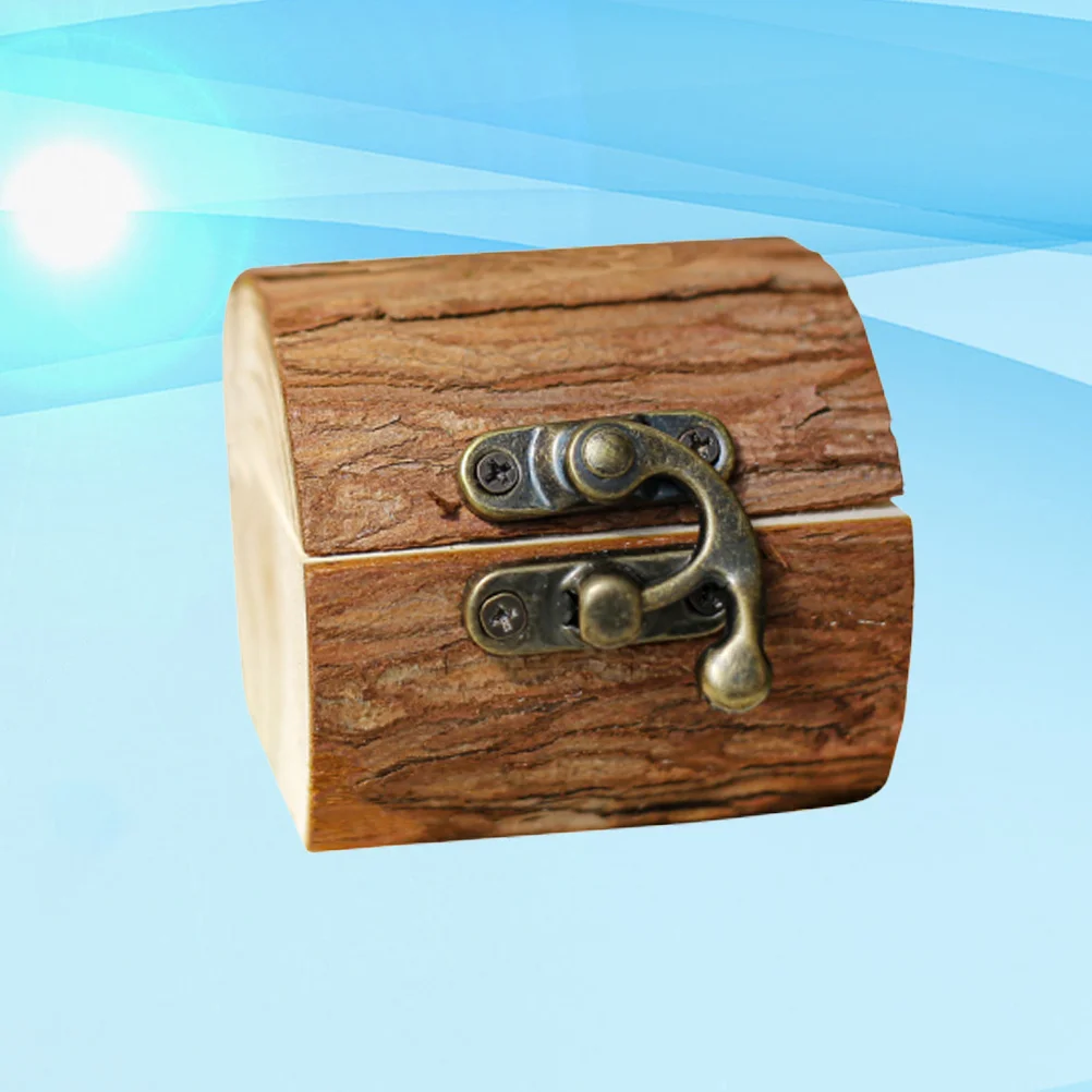 Wooden Ring Box Light Brown Durable Simple Lockable Wedding Ring Storage Box Jewelry Organizer Case Jewelry Holder