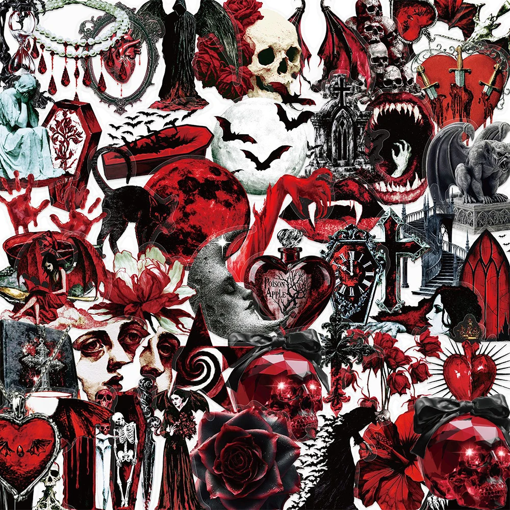 10/30/50pcs Horror Cool Vampire Skull Cartoon Stickers Gothic Graffiti Decal DIY Luggage Motorcycle Phone Waterproof Sticker Toy