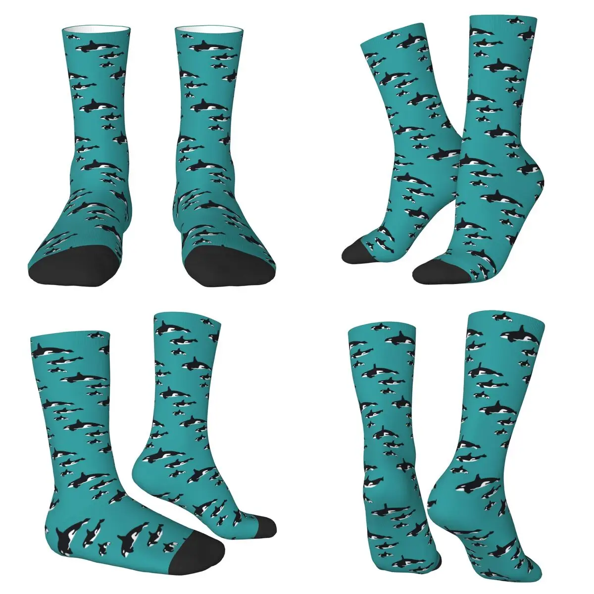 Group Of Orca Whales Swimming In The Ocean Socks Harajuku Super Soft Stockings All Season Long Socks for Unisex Valentine's Day