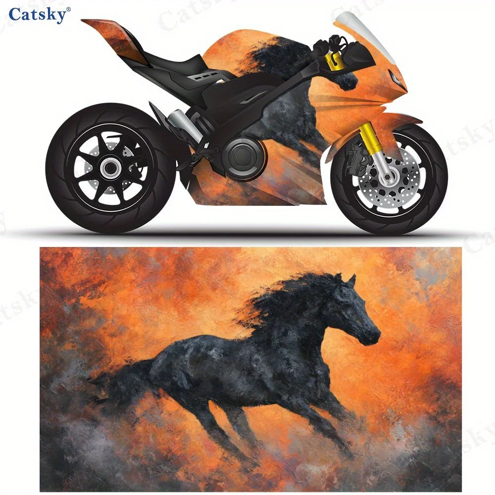 

Black Horse Motorcycle Self-Adhesive PVC Vinyl Wraps Sticker, Good-Looking, Durable and Waterproof, No Bubble Design, Worth Havi