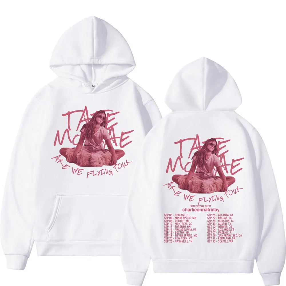 Tate Mcrae Are We Flying Tour Double Sided Print Hoodies High Street Fashion Trend Sweatshirts Men Women Casual Loose Pullovers