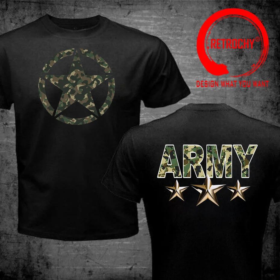 Vintage Camoflage United States US Army T Shirts Men 100% Cotton O-Neck Fashion Clothing Short Sleeve Summer Casual Mens T-shirt