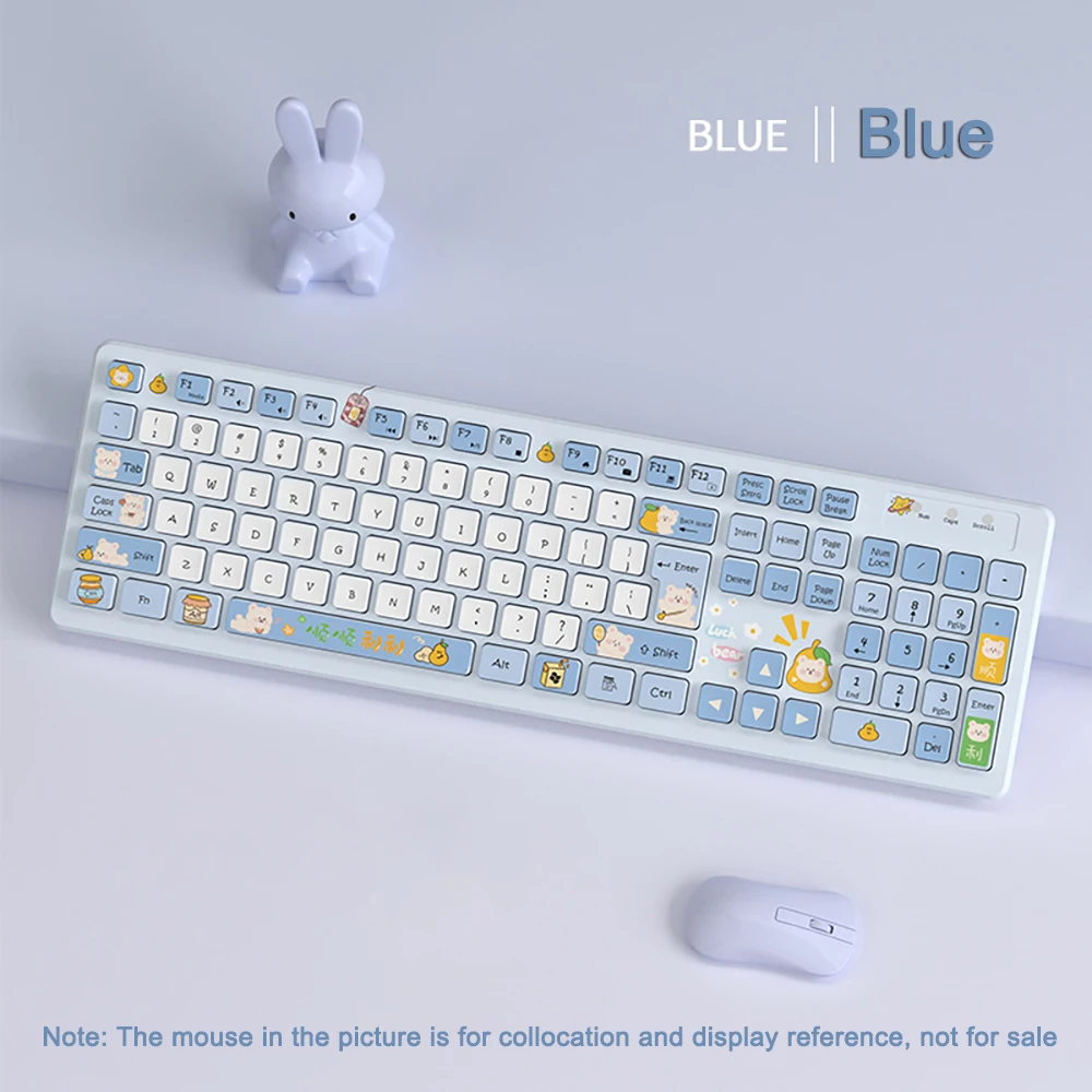 Kawaii Rabbit Wired Keyboards Pink Wireless Keyboard Gaming Accessories Cartoon Mute Keyboard Notebook Desktop Computer for Girl