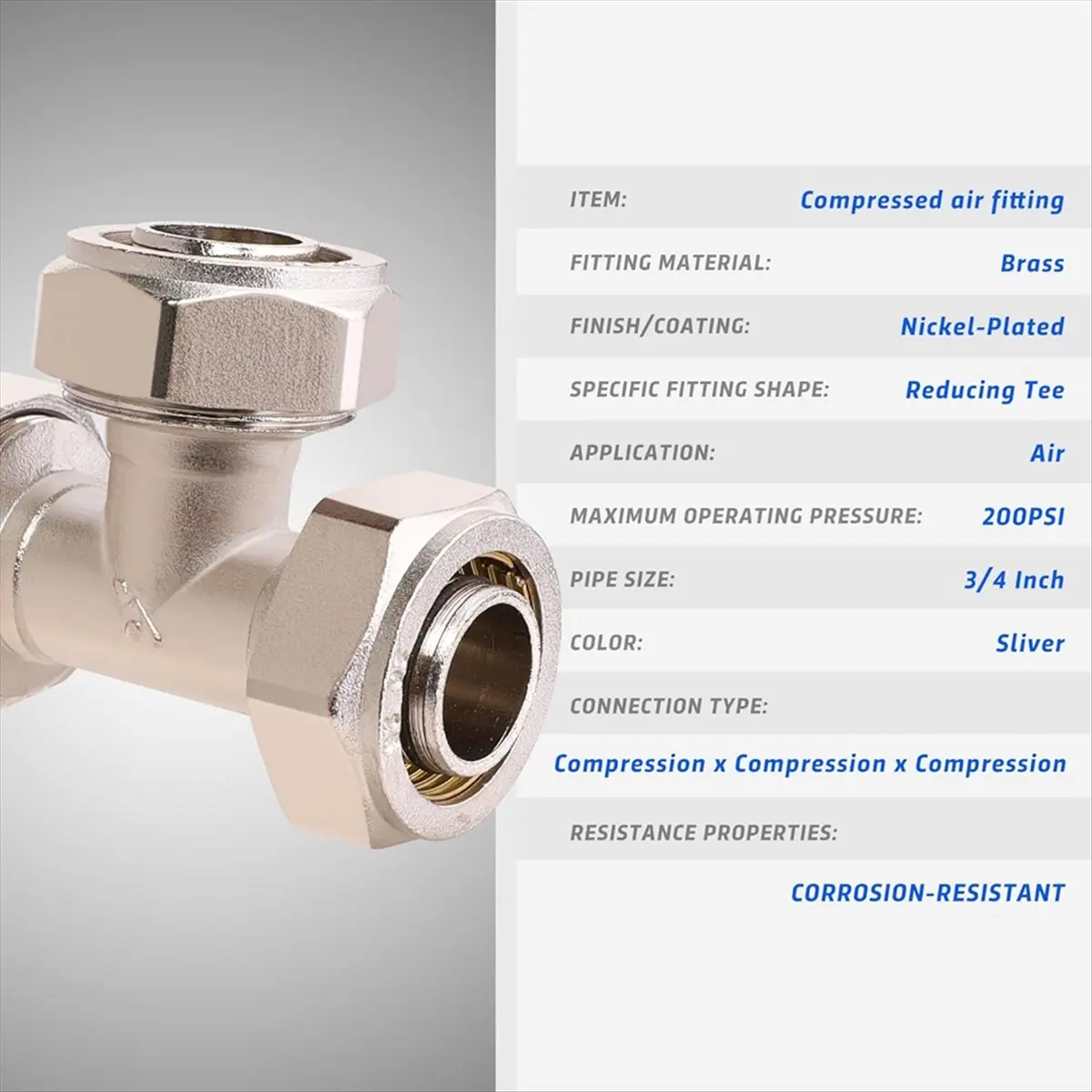 2 قطعة تركيبات أنابيب الهواء المحملة 3/4 بوصة × 3/4 بوصة أنابيب × 3/4 بوصة أنابيب × 3/4 بوصة، ضغط 200 رطل لكل بوصة مربعة، تركيبات خط الهواء #5