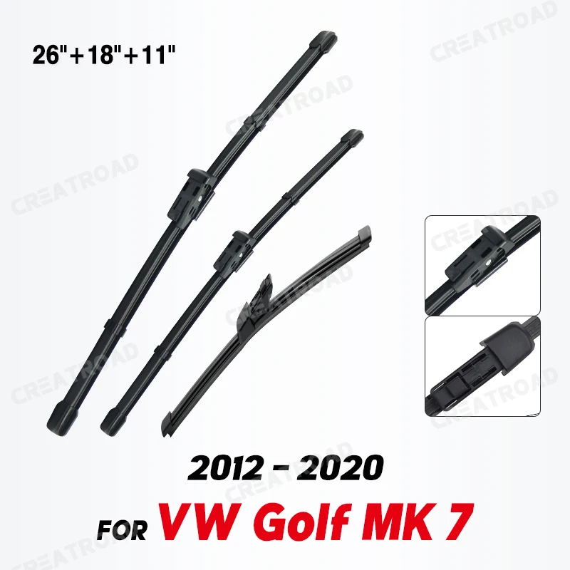 Wiper LHD Front & Rear Wiper Blades Set For VW Golf MK 7 2012 - 2020 Windshield Windscreen Window Brushes 26