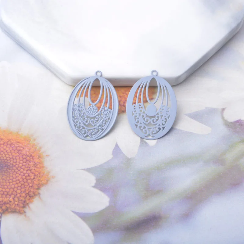 30 Stück AB494 Messing-Schmuckanhänger in Hellgold, ovale Charms für DIY-Ohrringe und Halsketten für Damen – Detail 13