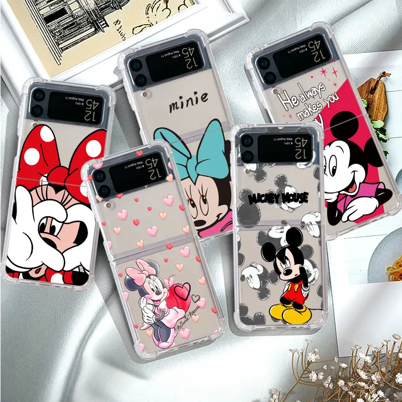 Mickey mouse süße minnie telefon hülle für samsung galaxy z flip 4 zflip zflip3 5g z flip 5 zflip4 flip4 weiche rüstung transparent