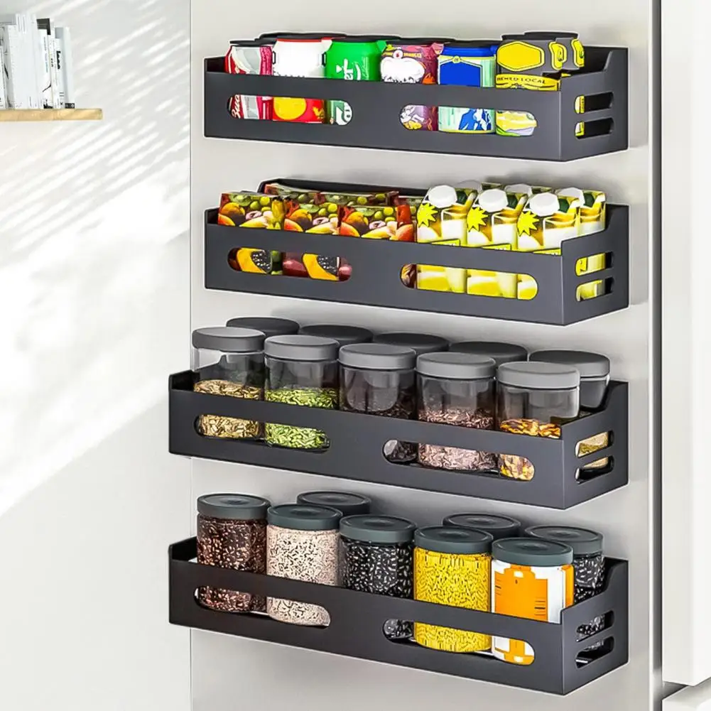 1/2 Pcs Magnetic Spice Storage Rack For Refrigerator Door Strong Magnet Anti-slip Kitchen Microwave Oven Side Organizer Shelf