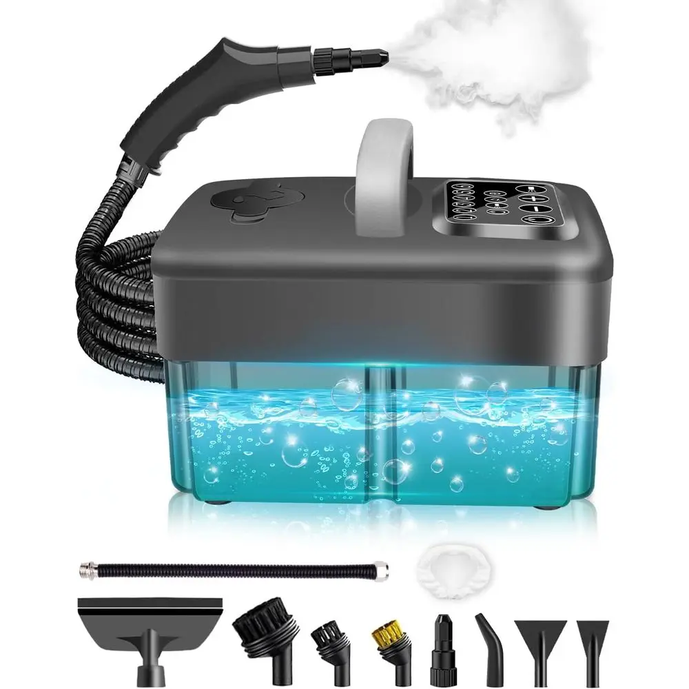 

Портативный отпариватель с резервуаром для воды 1600 мл, нагрев за 15 секунд, 6 уровней регулировки, 2500 Вт, 45 PSI, 250 ° Пароочиститель для дома и автомобиля, портативный