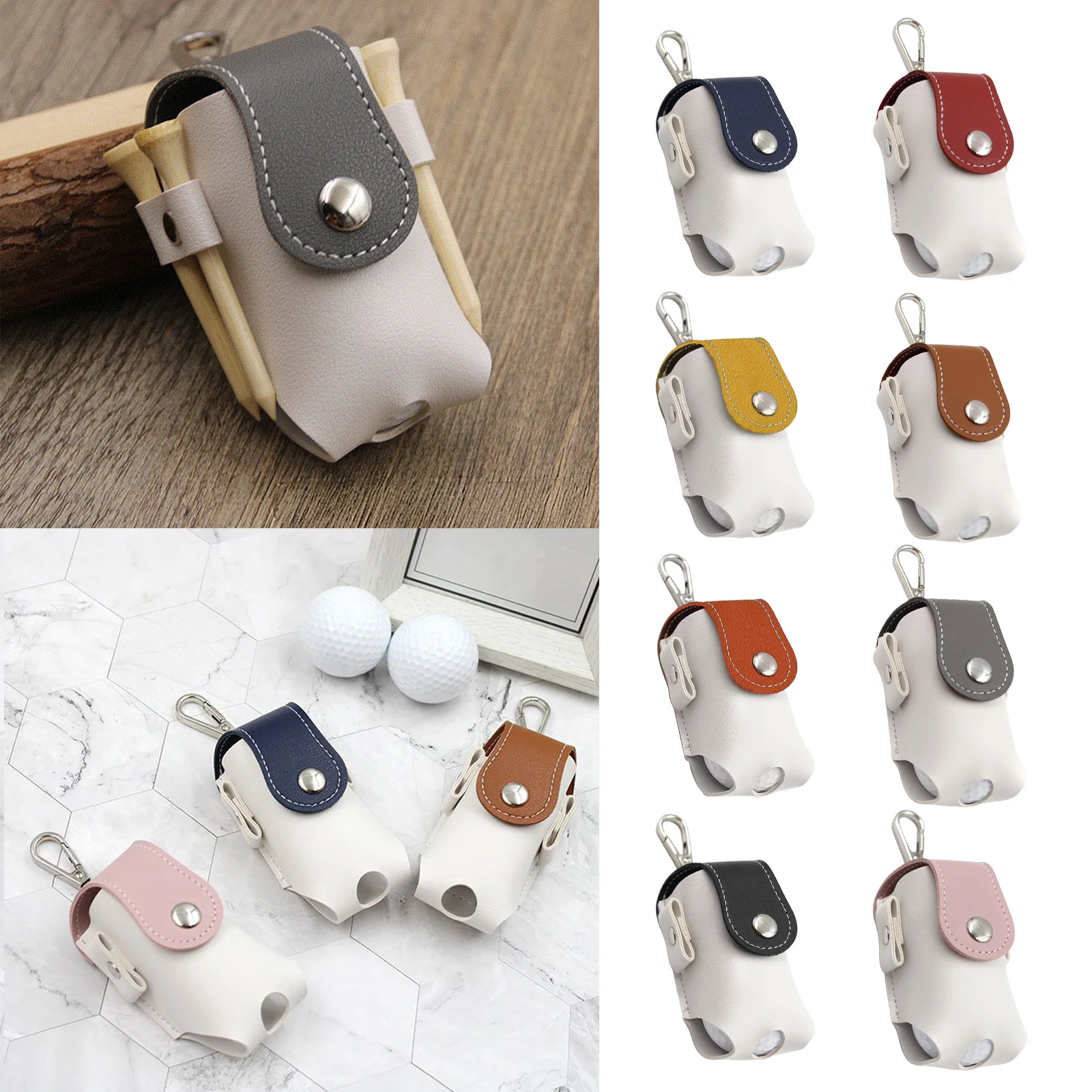 Obrázek 5: 5ks golf koule pás brašna přenosné mini PU kůže pouch s tees držák