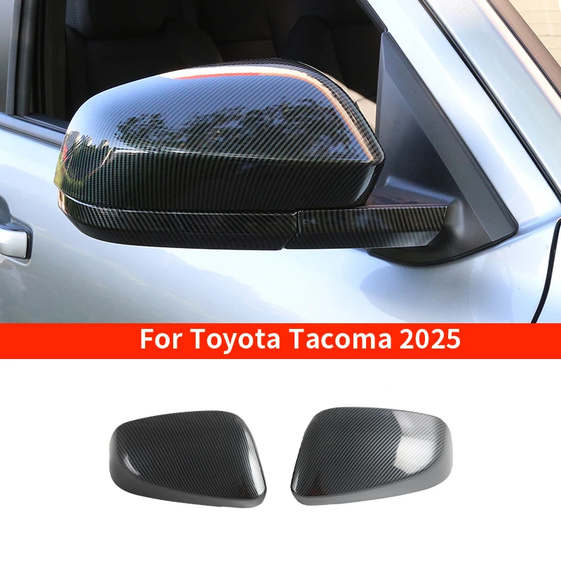 

Rear Mirror Cover Protector For Toyota Tacoma 2025 ABS Material Glossy Black Carbon Look Exterior Decoration Car Accessories
