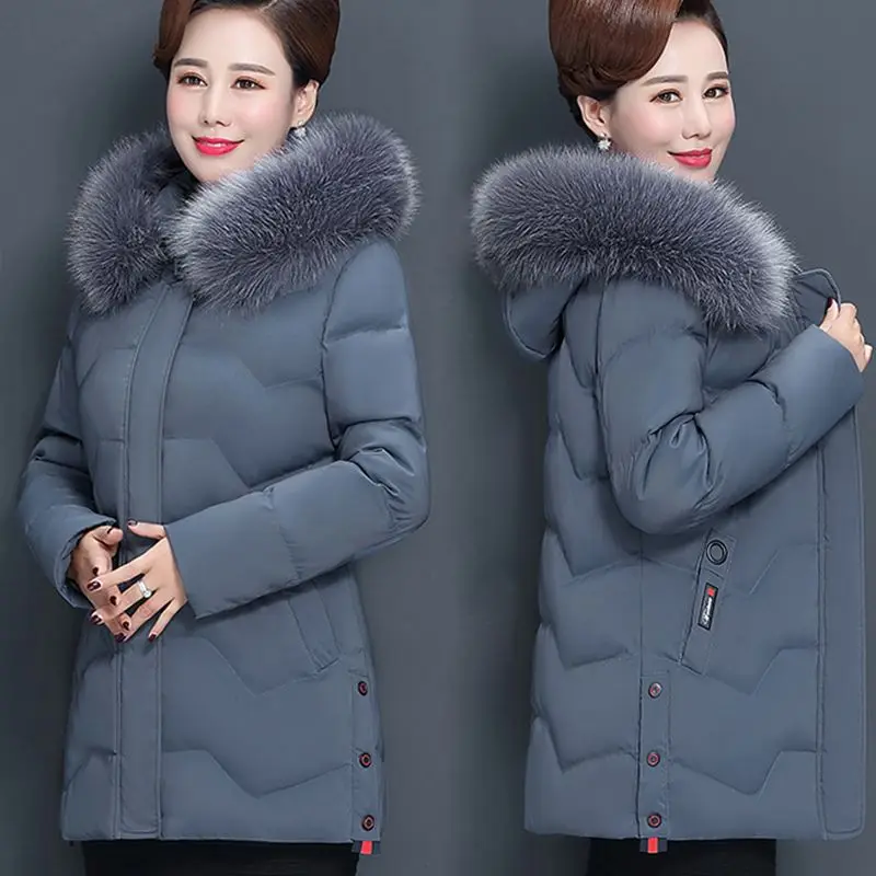

Oversized Fashion Parkas Purple Hooded Jacket Women's Winter 2024 Loose Cotton Padded Coat Thicken Warm Outerwear Female P67