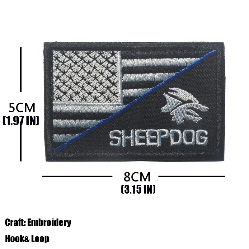 SHEEPDOG Embroideried Strip Patch K-9 Dog American Flag Tactical Patch Stickers On Clothing With Hook And Loop