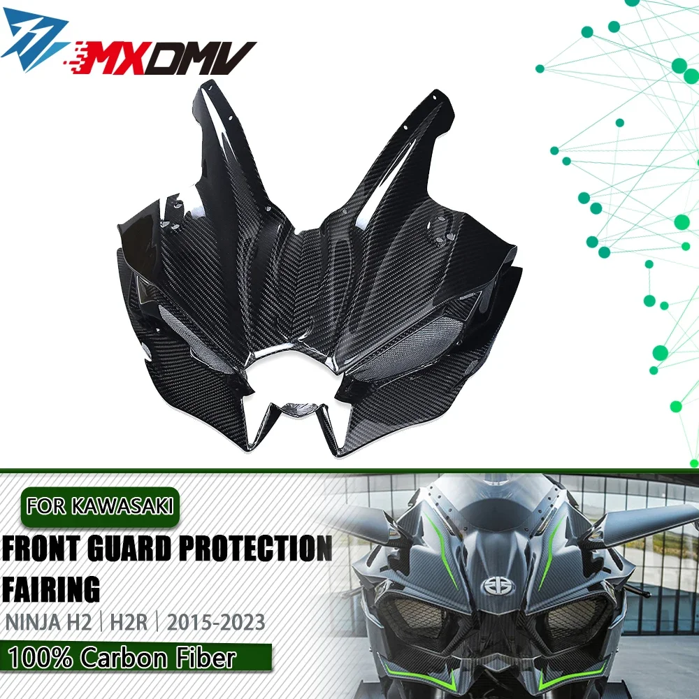 

For KAWASAKI NINJA H2 H2R 2015-2023 CARBON FIBER Front Fairing Motorcycle Accessories Front Head Hood Protection Cover