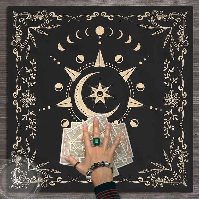 Tarot Cloth Moon Star Compass Velvet Cloth Fortune Telling Board Game Mat Polyester Printed Home Decor Altar Cloth