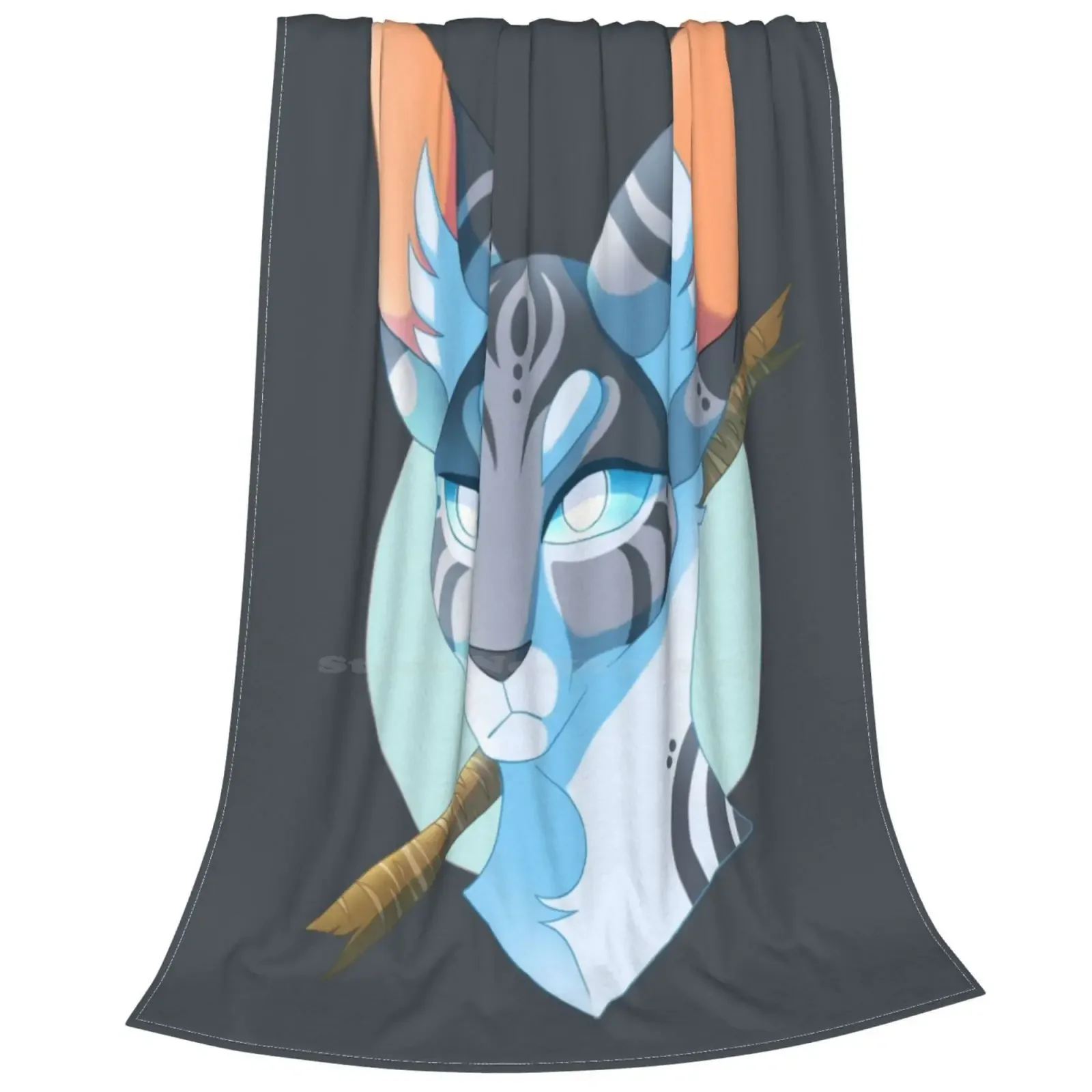 Jayfeather And Stick Trend Style Funny Fashion Soft Throw Blanket Warrior Cats Jayfeather Stick Blind Cat Blue Grumpy Bust