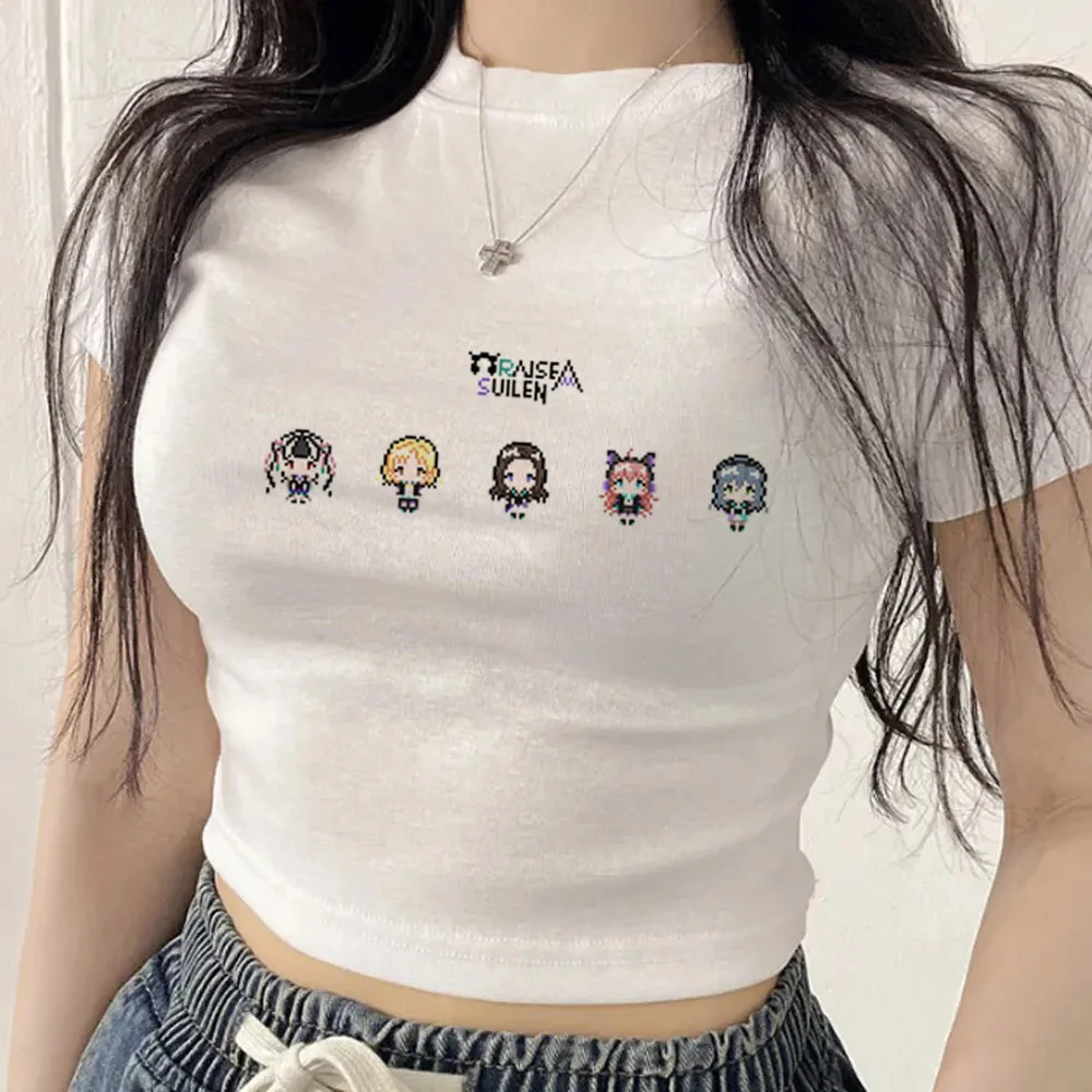 Bang Dream cropped top women goth gyaru cute vintage shirt japan meme party