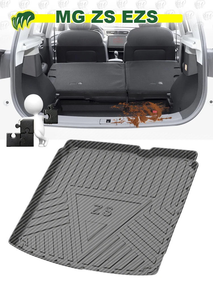 For MG ZS EZS 18 19 21 2020 2017-2022 Custom Fit Car Trunk Mat All Season Black Cargo Mat 3D Shaped Laser Measured Trunk Liners