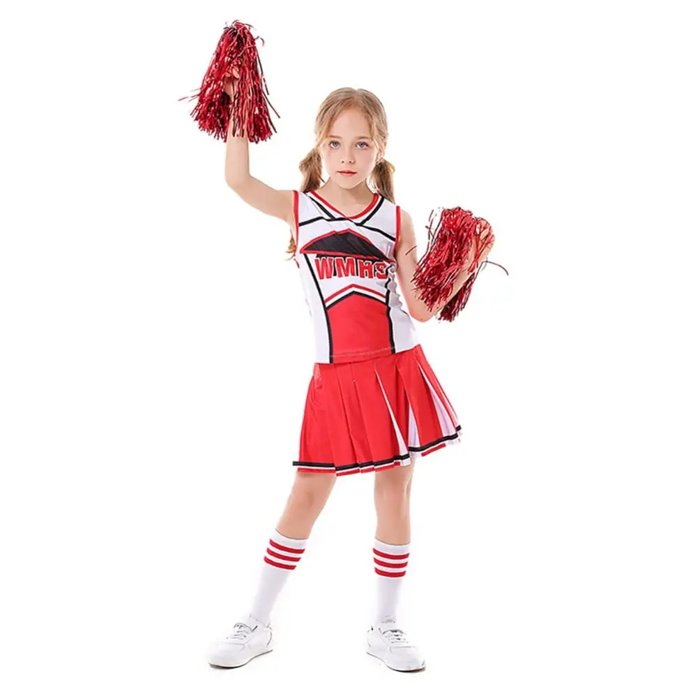 Disfraces de animadora para niñas, uniforme de animadora con pompones, disfraces de animadora para niños, disfraces de Halloween