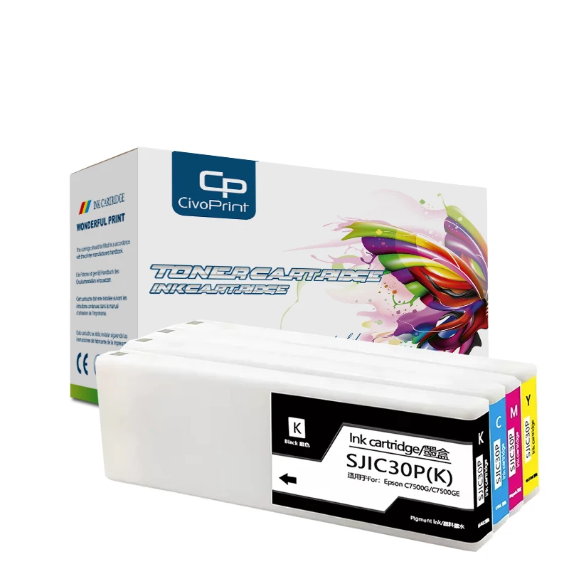 Civo SJIC30P Compatible With SJIC30P Epson TM-C7500G Ink Cartridge For Epson ColorworkS C7500GE Label Printer Full with 300ml
