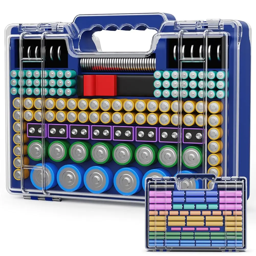 

Free Shipping Battery Organizer Storage Holder Box Case with Tester, Ultra-Large 262+ Batteries Container with Double-Sided, Hol