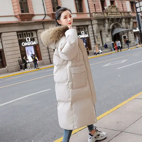 Jaqueta feminina de penas longas, casaco coreano, jaqueta de tamanho grande para mulheres, inverno, 2024