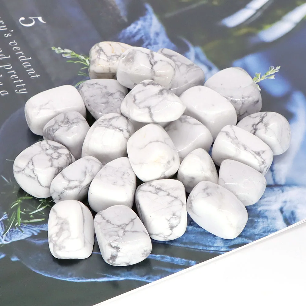 White Howlite Turquoise Tumbled Stone Crystal Reiki Healing Energy Specimen Irregular Rock Bulk Mineral Home Aquarium Decoration