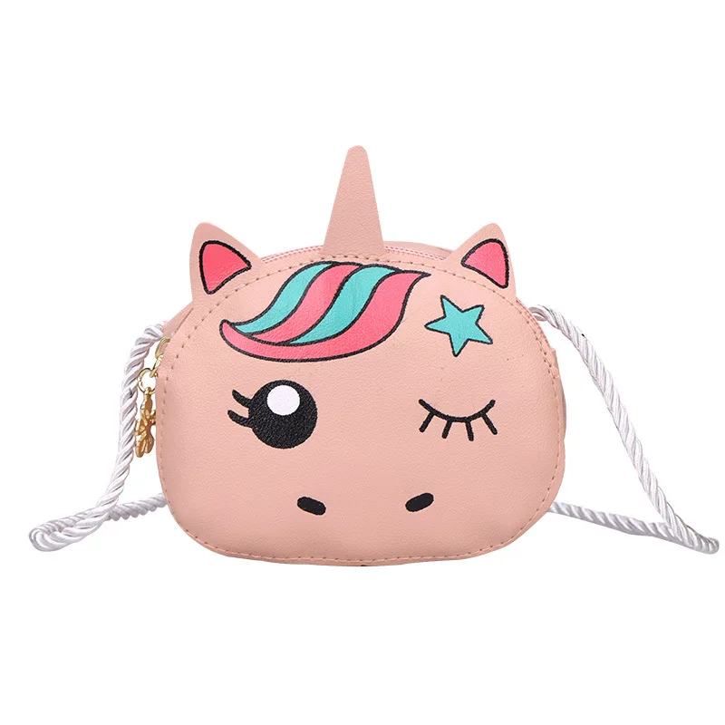 Cute Unicorn Children\'s Small Crossbody Bag Lovely Baby Girl Mini Coin Purse Handbag PU Leather Kids Change Wallet Shoulder Bags
