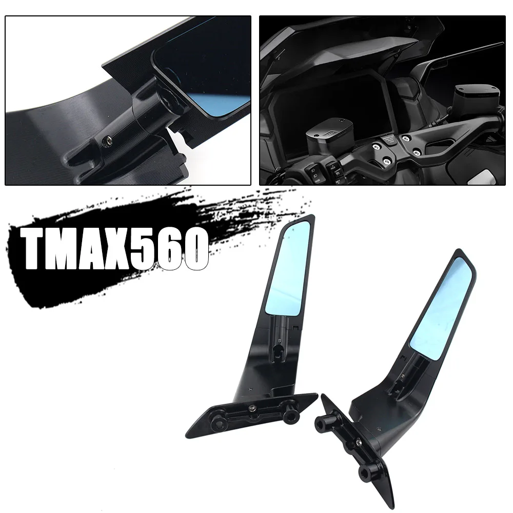 For Yamaha T-MAX TMAX 560 TMAX560 T-MAX560 2022 2023 Motorcycle Rearview Mirror HD Blue Reflector Mirror Rotatable Mirrors