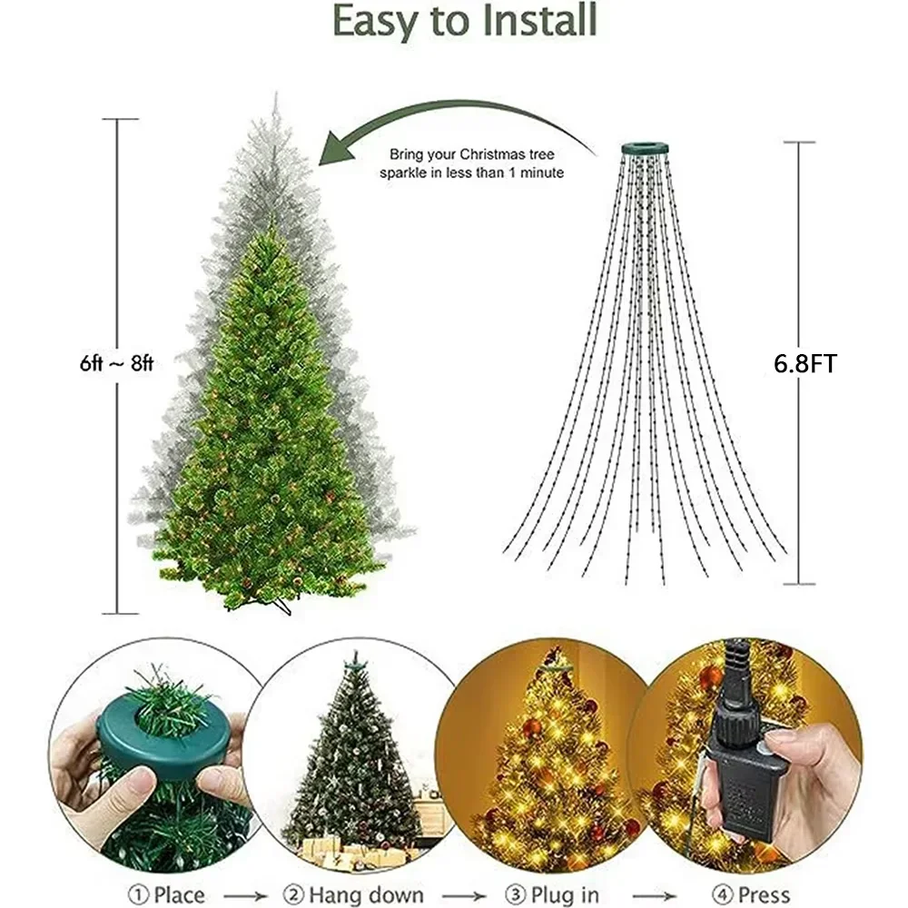 Smart Christmas Tree Lights 400LEDs DIY Animated Color Changing String Light with Star Topper Music Sync for Xmas Tree Decor
