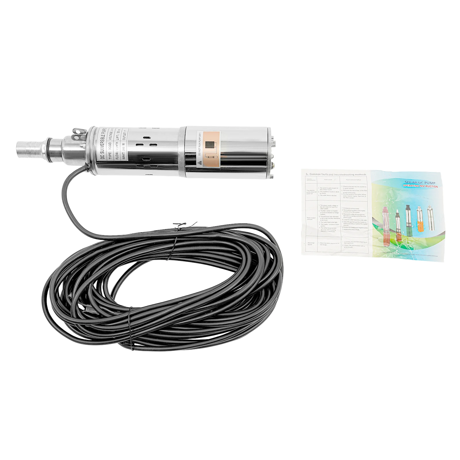 200 واط 24 فولت مضخة غاطسة الآبار العميقة تعمل بالطاقة الشمسية الفولاذ المقاوم للصدأ مضخة مياه الآبار لآبار المياه خزانات المياه الأنهار في الهواء الطلق #5