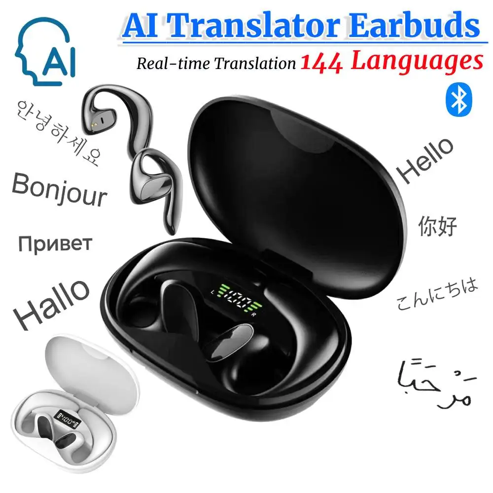 Translator Earbuds 144 Languages Bluetooth-Compatible 5.1 Translator Earphone Translator Earbud for Travel Business Learning