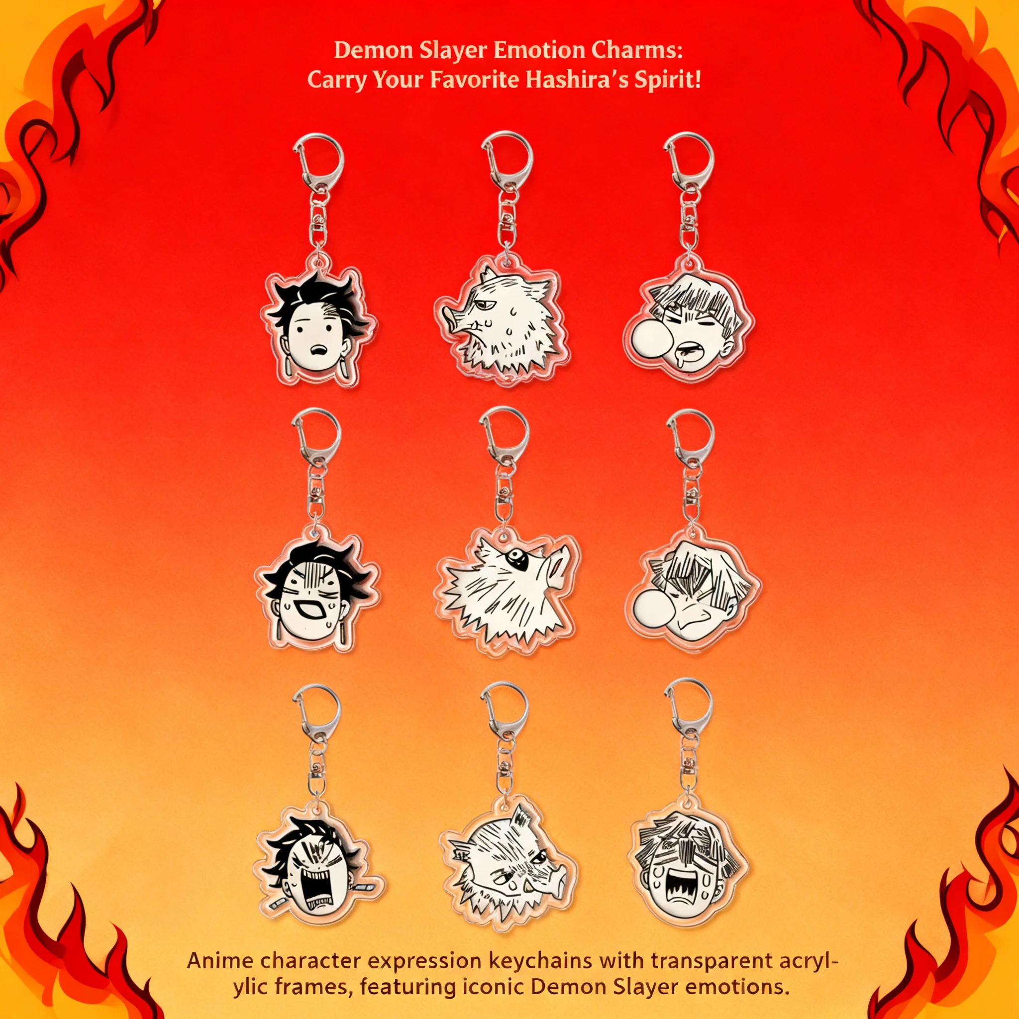 

Demon Slayer Kimetsu no Yaiba Tanjiro Nezuko Acrylic Keychain Anime Merchandise Pendant Accessories Set of 3 Wholesale Drop