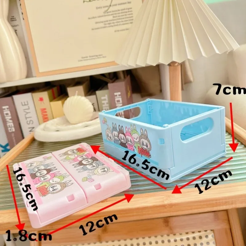 Labubu Desktop Storage Box Foldable Skincare Products Mini Organizer Boxes Cute Cartoon Tabletop Glove Basket Kids Birthday Gift