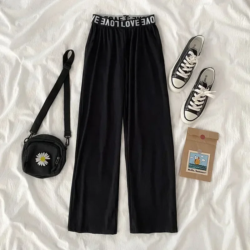 Junior Girls Summer Suit Clothing Kids Short-sleeved T-shirt + Wide-Legged Pants Korean Girl 2Pcs Set 8-9-10-13-15Y Trend