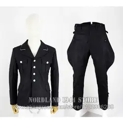 Reproduction Cosplay German Elite M32 Black Wool Uniform Tunic and Breeches Nordland 1944