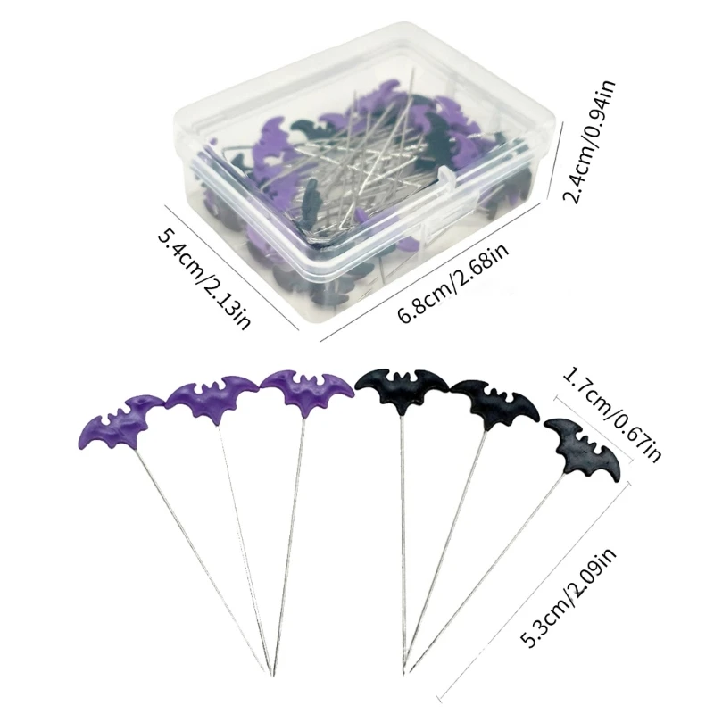 50/100pcs Dressmaking Pins Embroidery Patchwork Pins Accessories Halloween Bat Sewing Needle DIY Sewing Tools Decoration