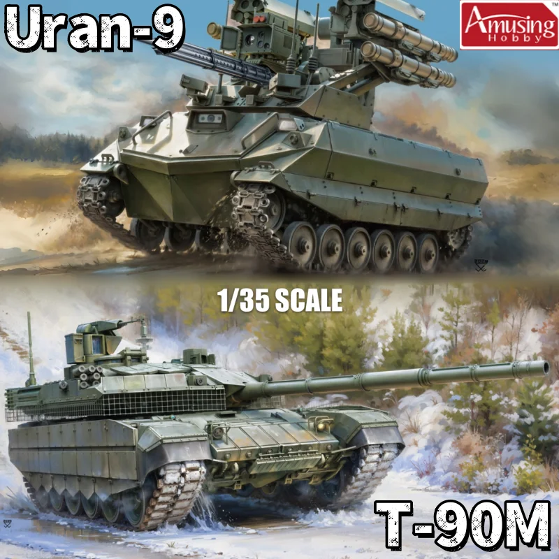 

Новый в наличии Забавный хобби 1/35 AH Россия T-90M Главный боевой танк 35a070 Uran-9 Танк в сборе подвижных моделей танков Собрать подарок