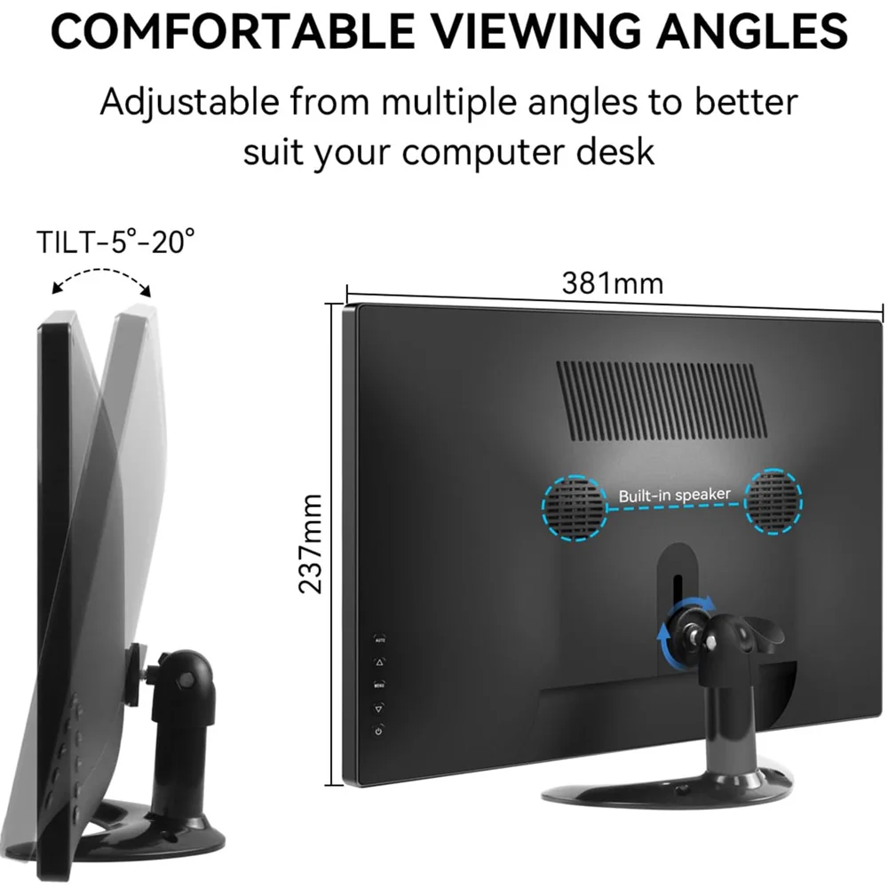 Portable Monitor Security Computer Monitor with Built-in Dual Speakers HDMI VGA BNC Input for Laptop CCTV Raspberry Pi  PS3/4/5