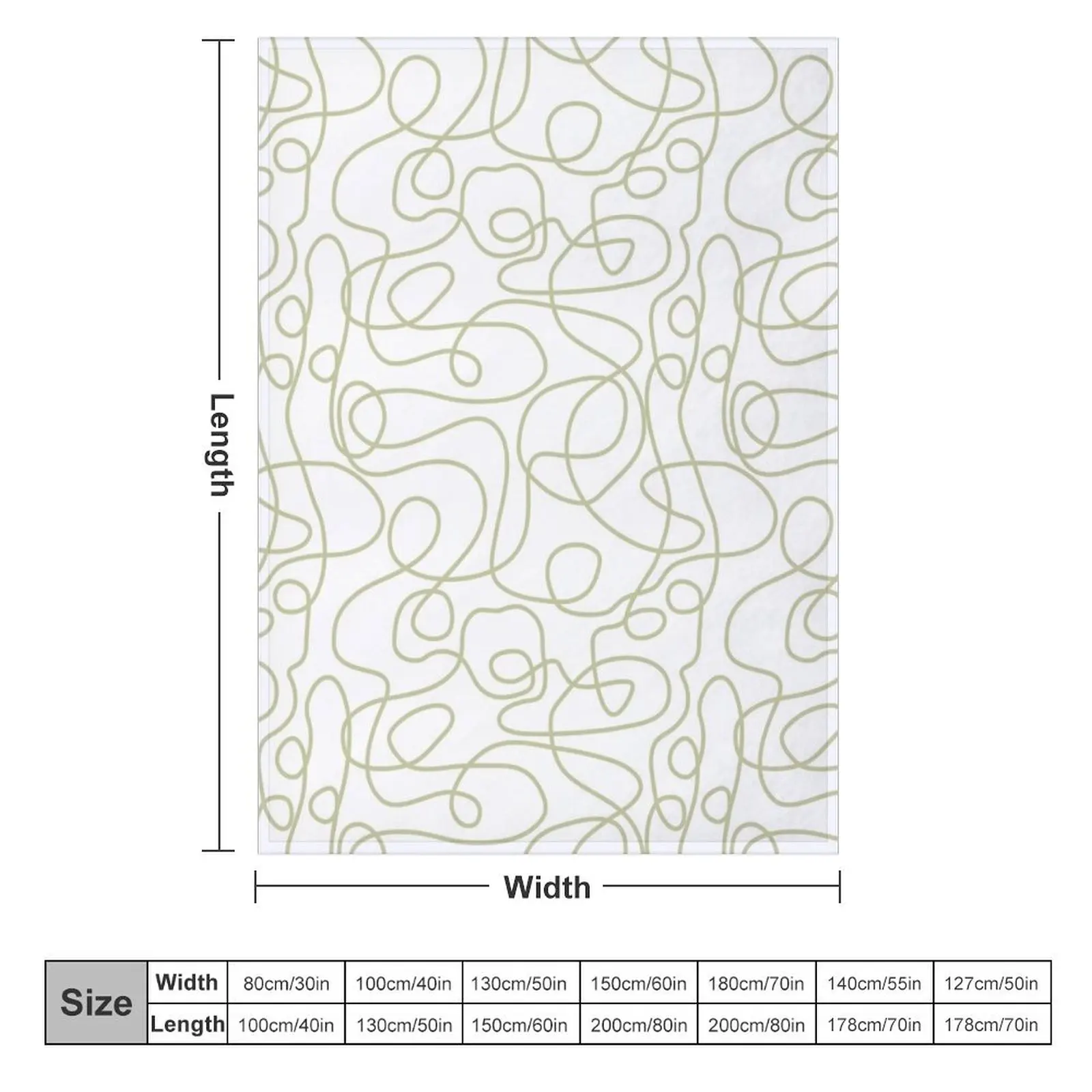 Doodle Line Art Pattern | Pale Pistachio on White Throw Blanket Comforter Beautifuls Blankets