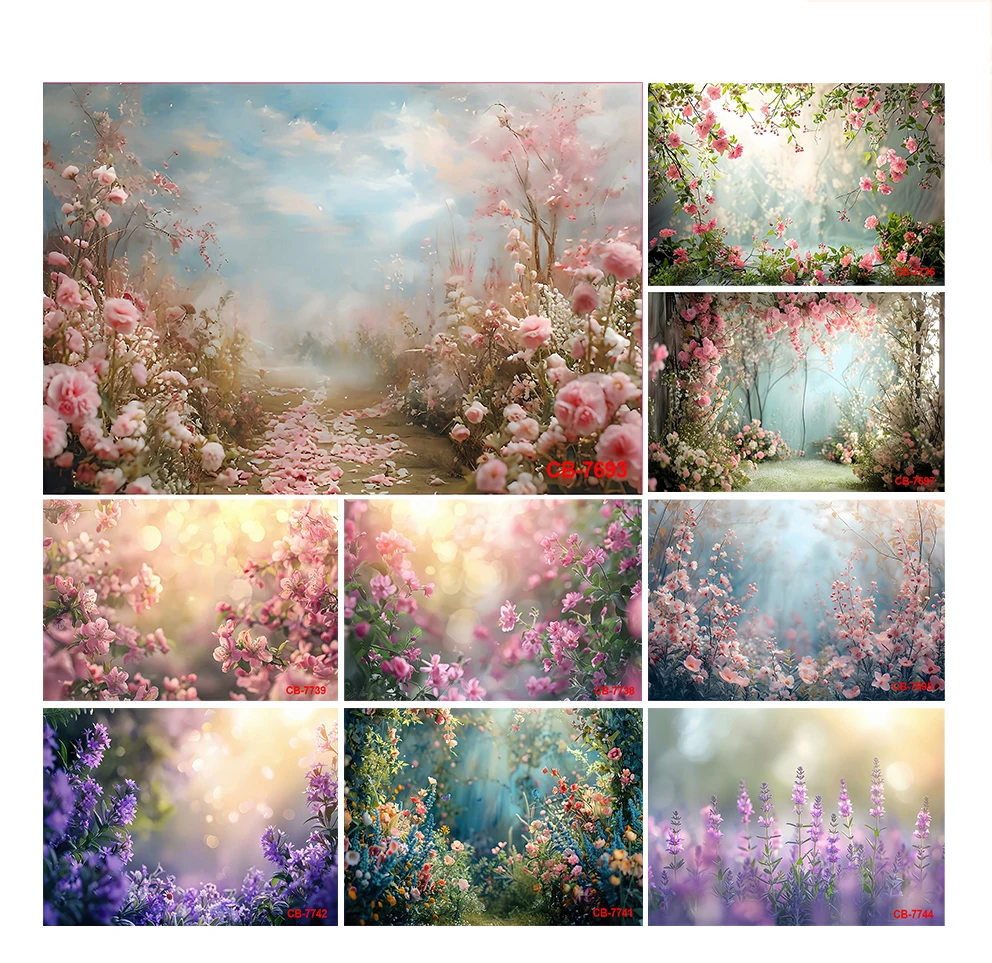 الربيع حديقة الأزهار منزل التصوير خلفية الطفل حفلة عيد ميلاد كعكة سحق صورة مخصص تزيين خلفية استوديو الصور