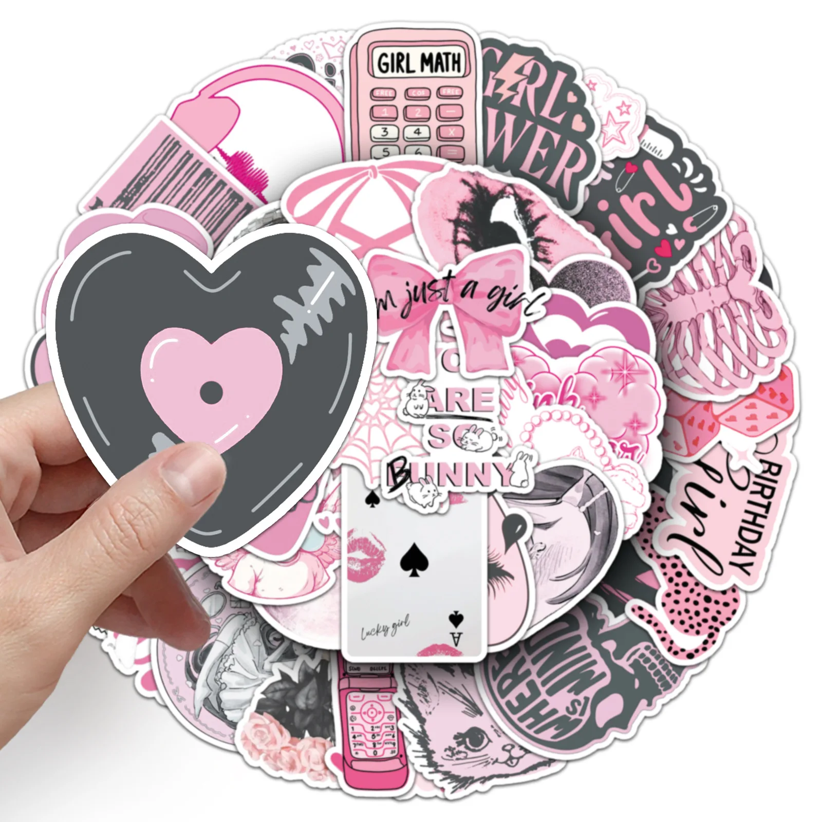 50PCS INS Stil Mädchen Serie Aufkleber Schwarz Rosa Ästhetik Graffiti Dekoration DIY Notebook Koffer Kühlschrank Aufkleber Spielzeug