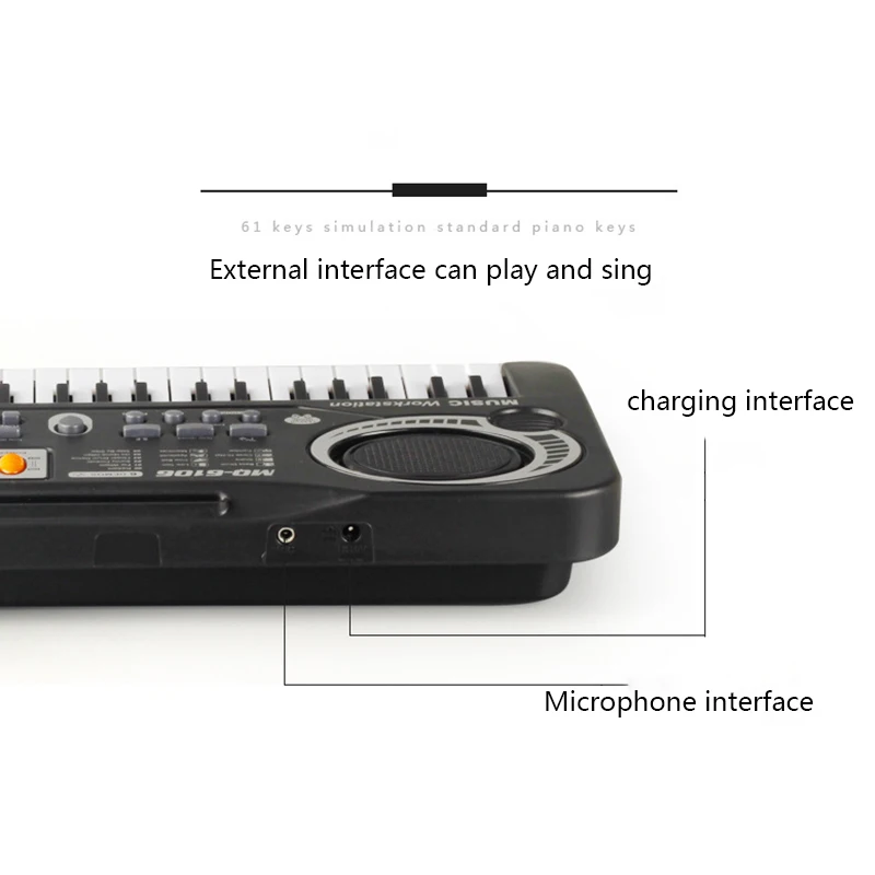 61คีย์เด็กเปียโนคีย์บอร์ดอิเล็กทรอนิกส์พร้อมไมโครโฟนเครื่องดนตรีดิจิตอล USB ไฟฟ้าออร์แกนของขวัญของเล่นเด็ก