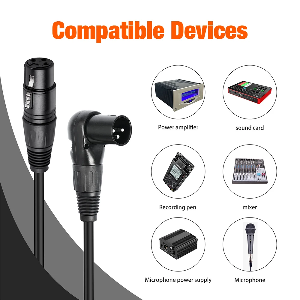 High quality 90-Degree Canon Cable Male To Female Audio Output and Input Apply To KTV Microphone XLR Stable Connection