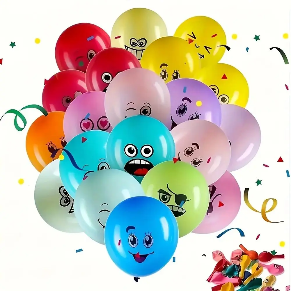 10pcs 12 inch Latex Balloons, Cute and Funny Big Eyed Smiley Face Balloons, Birthday Party, Christmas and Halloween Decorations