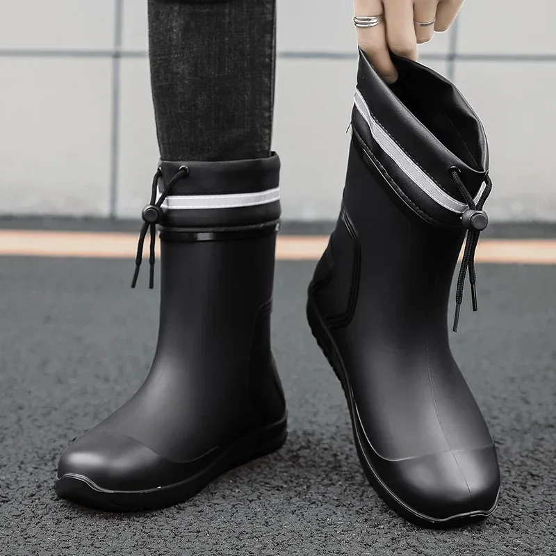 Men's Rain Boots Non-slip Anti-wear Chef Shoes Work Shoe Car Wash Shoes Fashion Wear-resistant Non-slip Heightened Water Boot