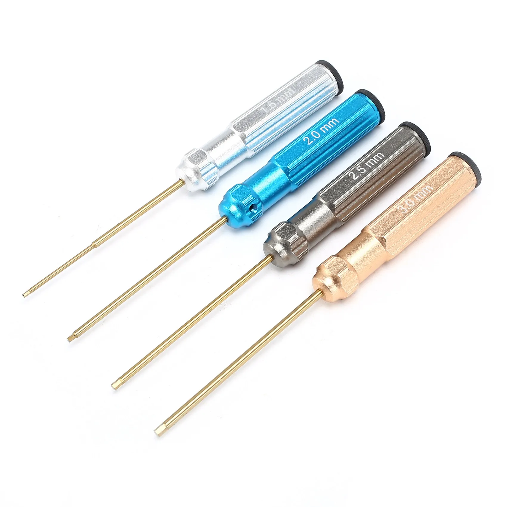 RC Tools 4 Pcs Hex Screw Driver Set Titanium Plating Hardened 1.5 2.0 2.5 3.0mm Screwdriver for RC Helicopter Car Toys