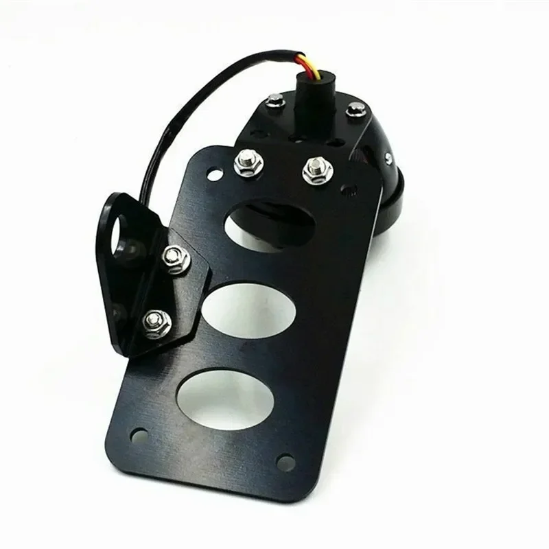 Motorcycle Old School Gold Side Mount License Plate Bracket Tail Light Custom for CAFE RACER CB view 3