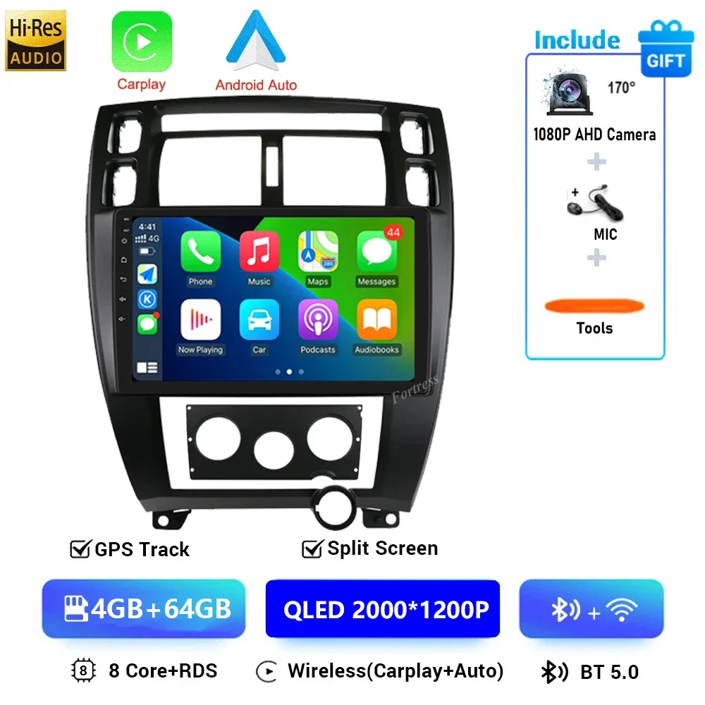 Android 16 Voor Hyundai Tucson 1 2004-2009 LHD 2K QLED Android Autoradio Multimedia Video Player GPS stereo CarPlay